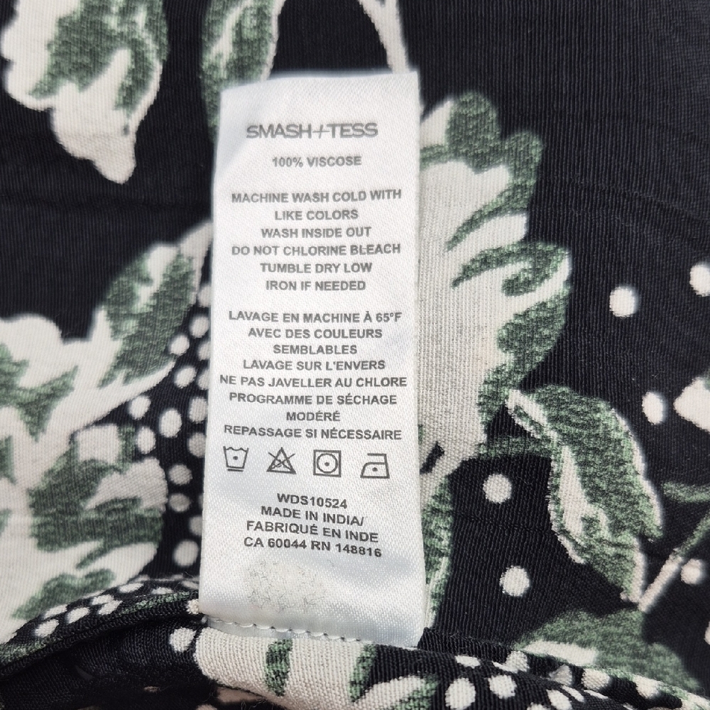 Smash + Tess Floral Medium Large Black Cream Green Duster Robe - Picture 10 of 12